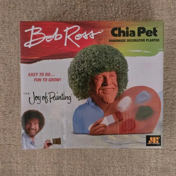 Bob Ross Chia Pet & Paint by Numbers Kit One Size Red Green - Picture 2 of 6